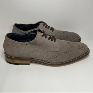 Joseph Abboud Wingtip Oxford Dress Shoes Taupe Brown Suede Leather Men Size 10.5